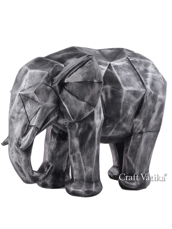 Geometric Animal Showpiece of Silver Elephant Figurine