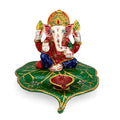 Metal Hand Painted Ganesha Idol With Oil Lamp