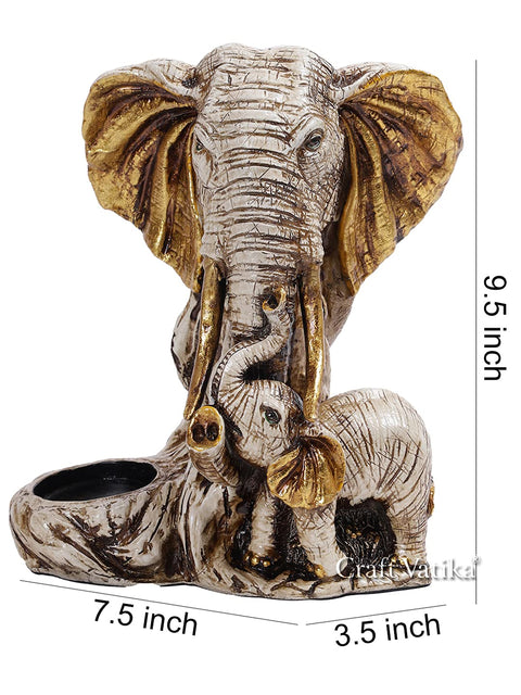 Resin Elephant Statue with Embedded Tealight Holder