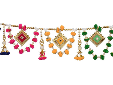 Colorful Pompom with Beads Bandarwal 