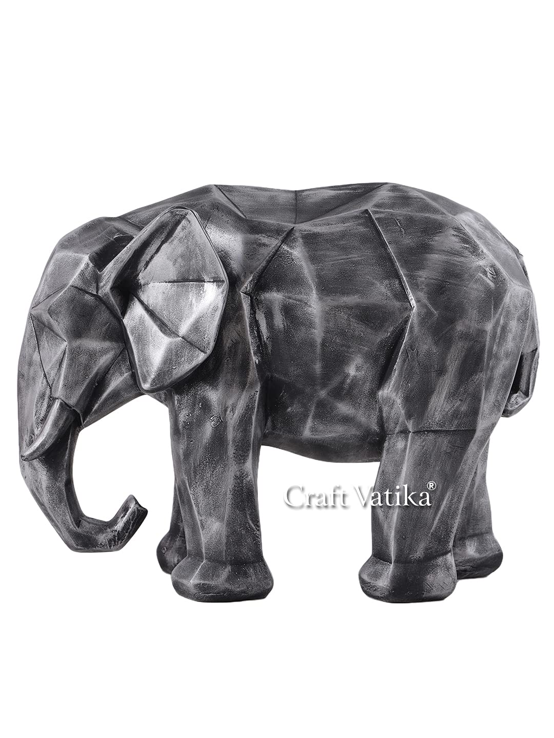 Geometric Animal Showpiece of Silver Elephant Figurine