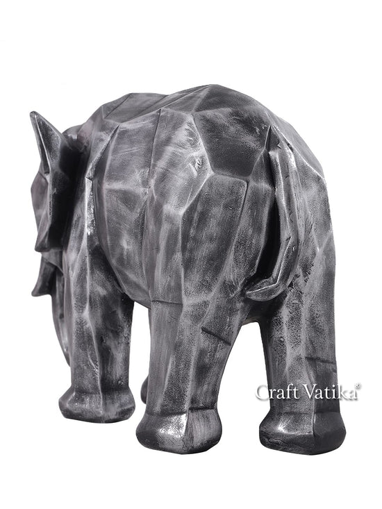 Geometric Animal Showpiece of Silver Elephant Figurine