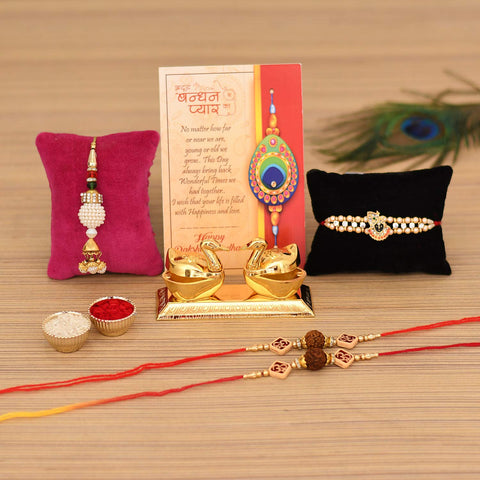 Rakhi Gift for Bhaiya Bhabhi with Kumkum Dani Box 