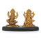 Laxmi Ganesh Brass Idol Murti Sitting On Wooden Base Statue