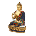 Brass Large Buddha Statue,Blue Stone Inlay Work Buddhism Idol Sculpture-Bts207