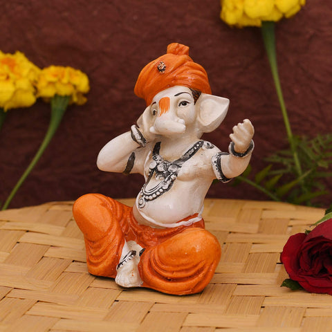 Polyresin Ganesha idol in Singing Sculpture Decorative Showpiece