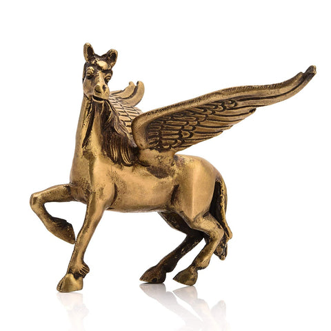 Brass Golden Flying Horse with Wings Decorative Showpiece