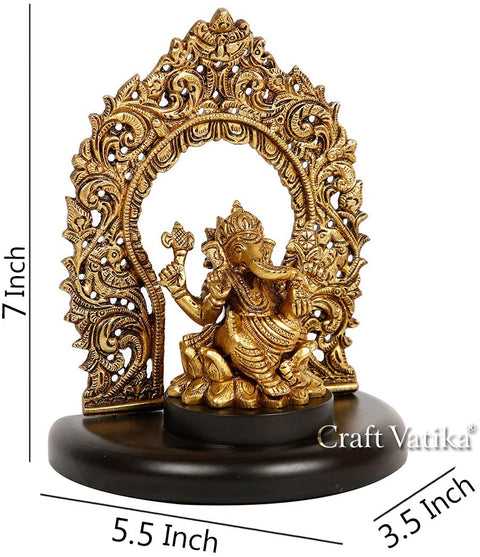 Brass Ganpati Bappa Idol on Royal Throne Decorative Statue