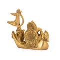 Brass Sitting Ganesh On Swan Idol Murti With Golden Finish Gbs186