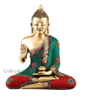 Brass Buddha Idol Turquoise Stone Showpiece Bts230
