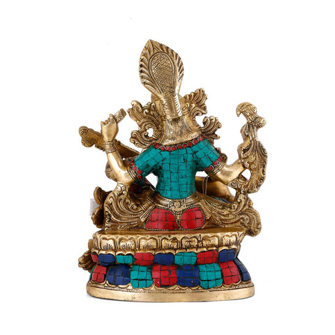 Goddess Of Wisdom, Knowledge & Music Saraswati Brass Statue Sts108