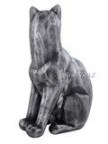 Decorative Figurine of Silver Cat in Sitting Sculpture