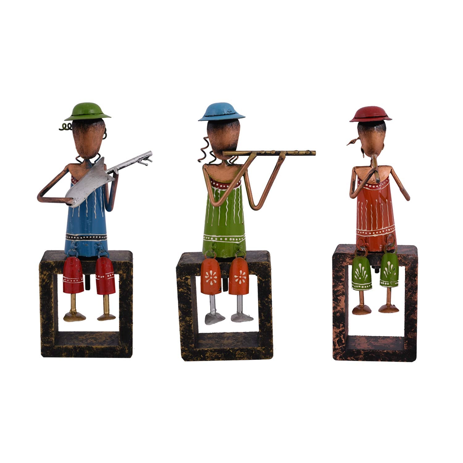 Metal Beautiful Girls Playing Musical Instruments Statue 
