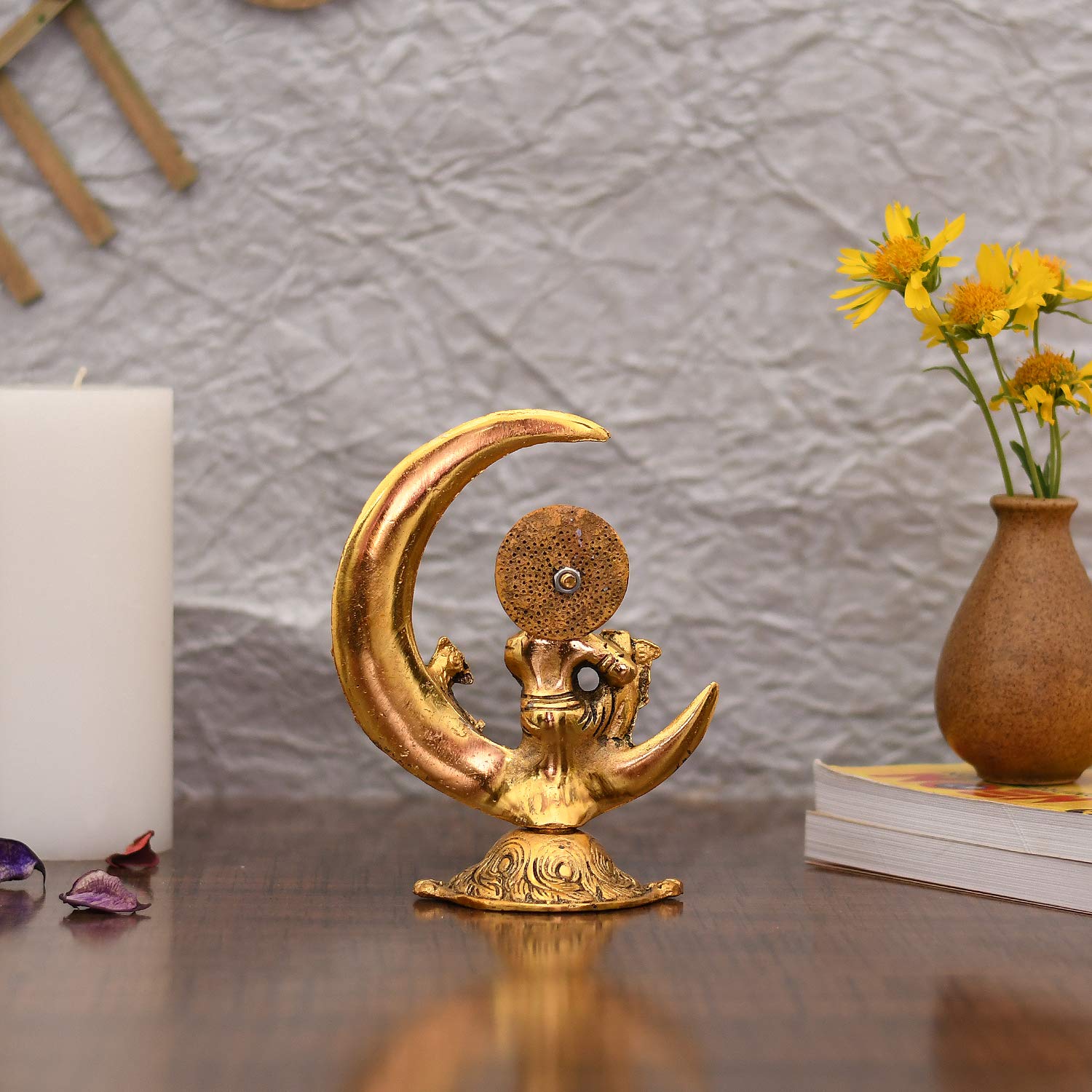 Metal Baby Krishna Ladoo Gopal Sitting On Moon Idol Statue Kbs146