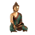 Brass Medicine Sitting Buddha Idol Showpiece Gemstone