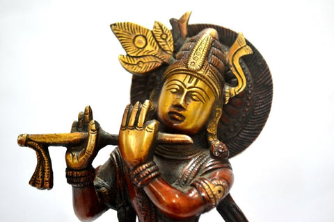 Brass Large Krishna Flute Playing Kbs133