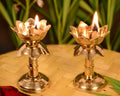 Brass Pure Diya Oil Lamp Stand Showpiece (Set Of 2) 