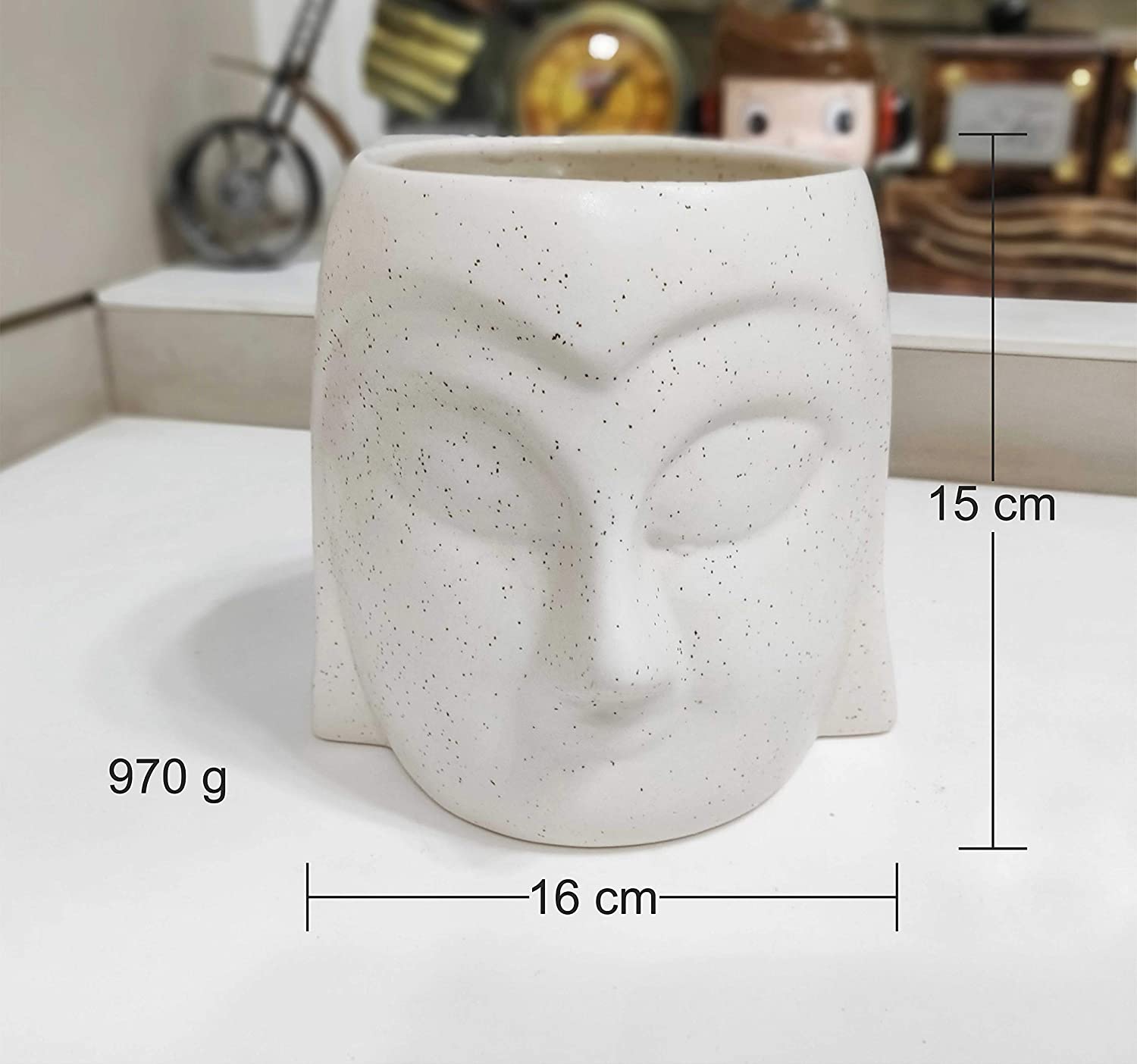 White Ceramic Buddha Shape Flower Vase Planter