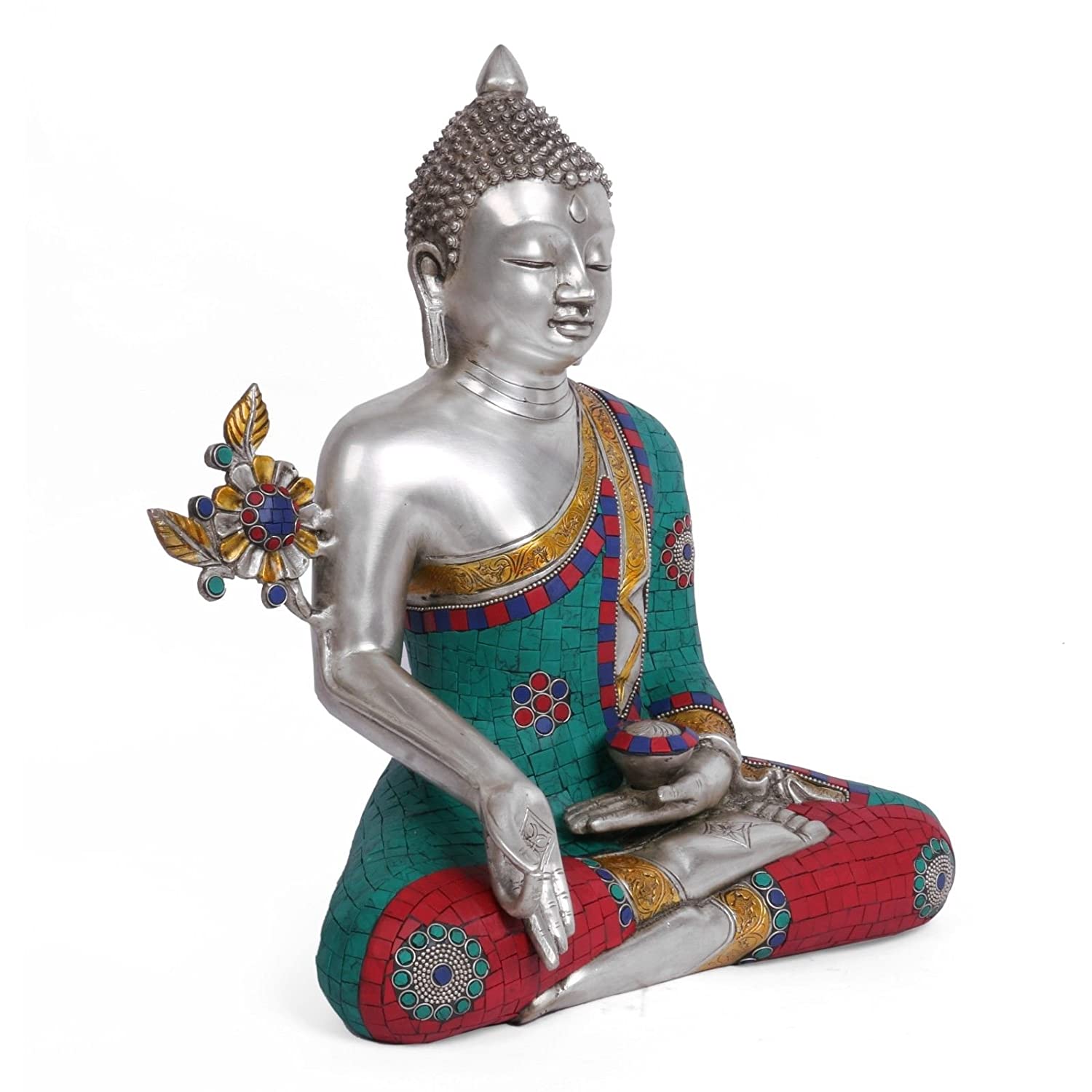 Meditating Buddha Mudra Pose Idol Brass Showpiece Set Bts245