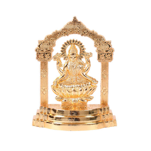  Hindu Goddess Laxmi With Gold Platted Metal Idol