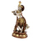 Brass Standing Flute Playing Krishna With Cow Nandi Statue