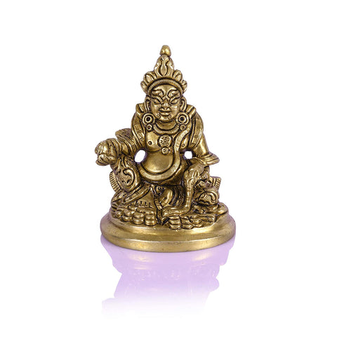 Lord Kuber Sitting Sculpture - Diwali Worship Brass Statue