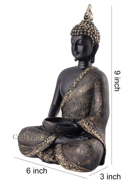 Sitting Buddha Showpiece Statue Tealight Candle Holder