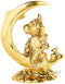 Gold Plated Metal Lord Ganesha Sitting on Moon Idol