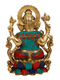 Large Lotus Sitting Ganesh Brass Idol