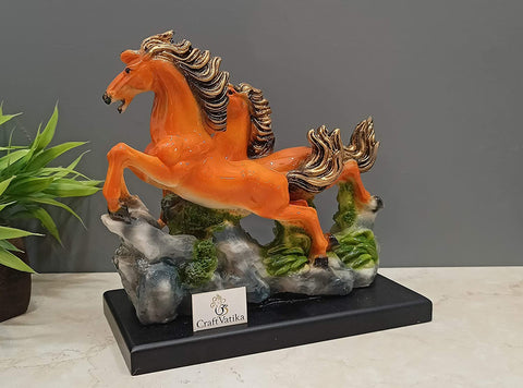 Feng Shui Running Horses Resin Statue, Vastu Decor Showpiece 