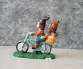 Cute Romantic Love Couple On Cycle Miniature Statue