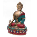 Brass Buddha Idol Showpiece Turquoise Stone Statue  Bts242