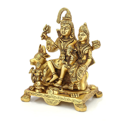 Shiva Parvati Family With Nandi Brass Statue Shbs151