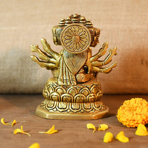 Hindu Goddess Statue of Gayatri Maa Brass Worship Idol