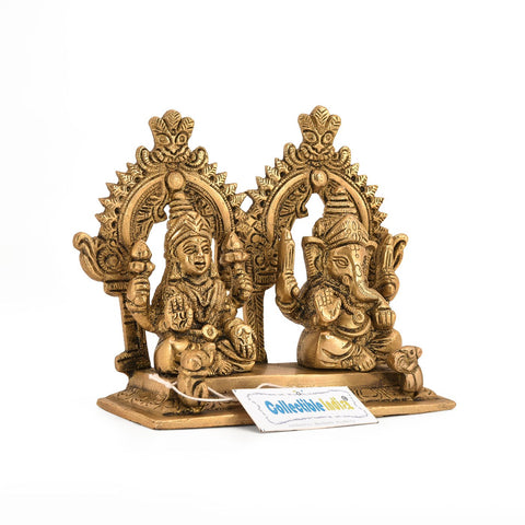 Brass Laxmi Ganesha Idol Murti Statue 