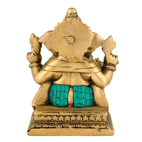 Sacred Idol Of Ganesha With Mooshak Worship Statue Gts254