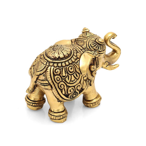 Trunk Up Elephant Brass Decorative Showpiece