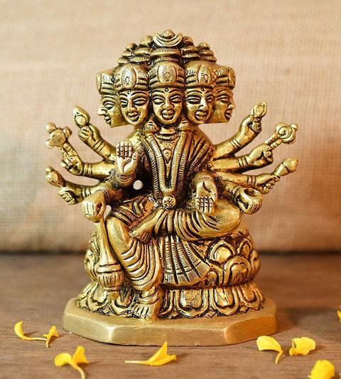 Hindu Goddess Statue of Gayatri Maa Brass Worship Idol