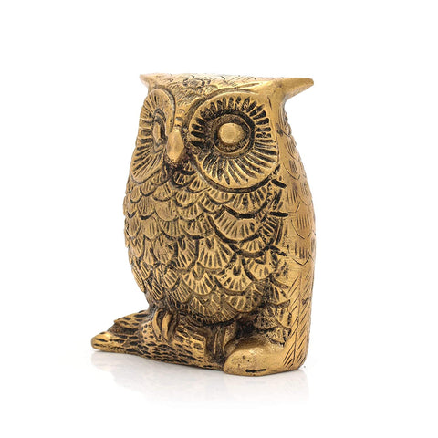 Brass Feng Shui Owl Bird Decorative Showpiece