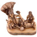 Handmade Wood Vishnu & Lakshmi With Five Hood Snake Statue