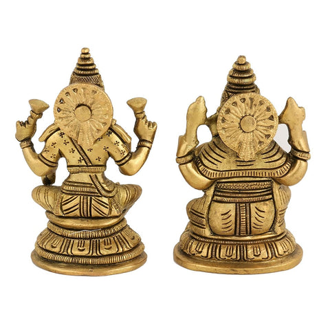Sitting Lakshmi Ganesha Brass Idol Murti Showpiece