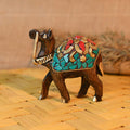 Wooden Art Pair of Camel with Stone Work Showpiece