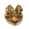 Metal  Lakshmi Ganesha Idol Sitting On Leaf With Diya Oil Lamp Lgbs169