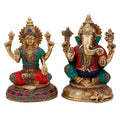 Brass Sitting Lakshmi Ganesh Idol Murti Showpiece