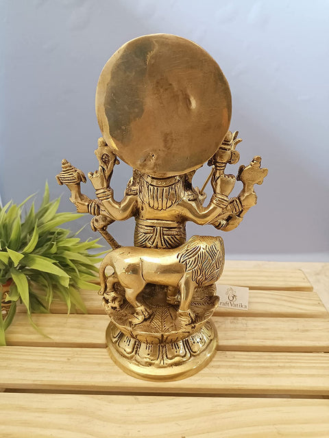 Ashtabhuja-dhari Ganesha Brass Idol in Standing Position Statue