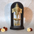 Decorative Ganesha Wooden Base Diya with Bells Showpiece