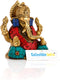 Small Statue of Lord Ganesha in Solid Brass with Stone Work