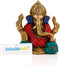 Small Statue of Lord Ganesha in Solid Brass with Stone Work
