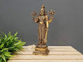 Standing Vishnu Brass Idol Murti Holding Club Statue