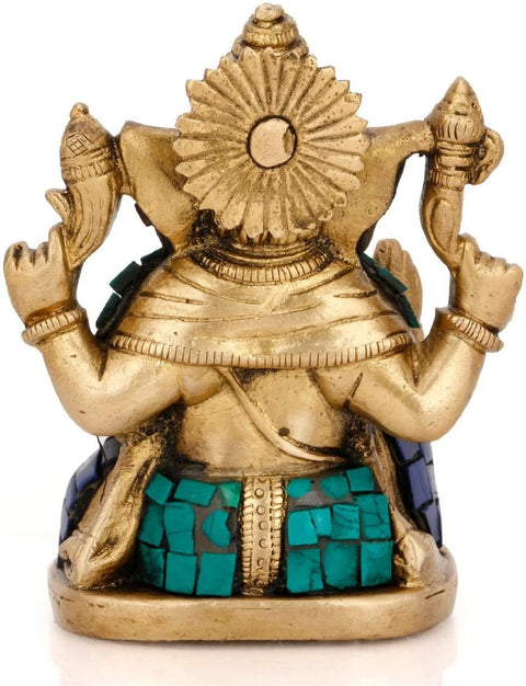 God Ganpati Brass Idol in Blessing sculpture Worship Statue